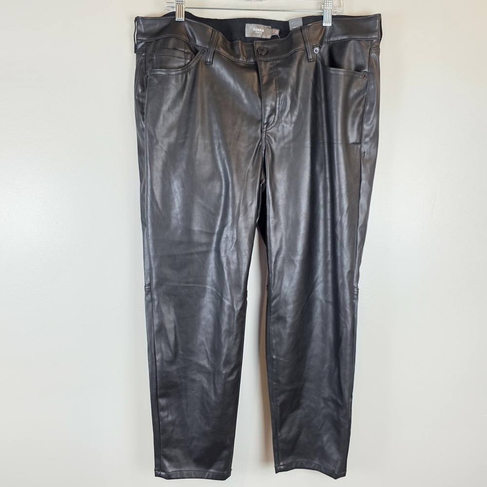 NWT Torrid Perfect Skinny Faux Leather High Rise Pants 20 Regular Black Stretch.